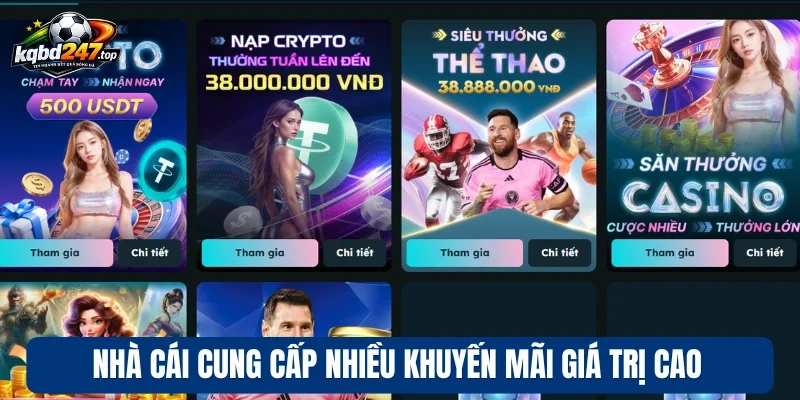Nhà cái cung cấp nhiều khuyến mãi giá trị cao